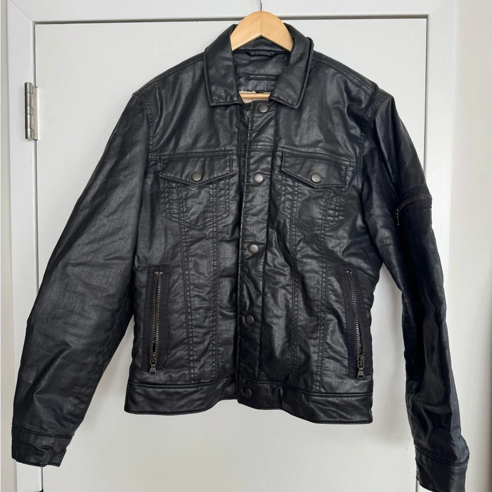John Varvatos faux leather and sherpa jacket size M - Picture 3 of 6